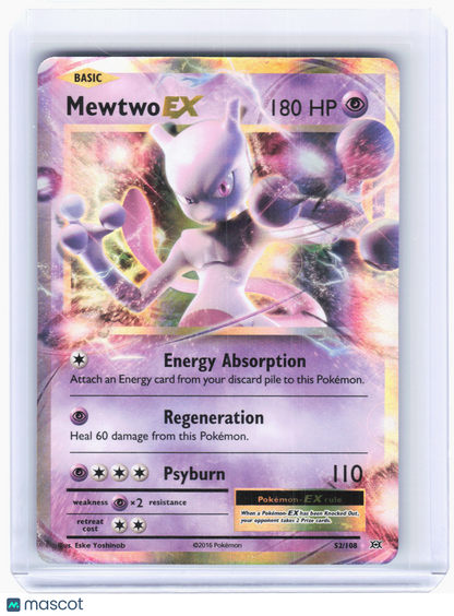 2016 Pokemon—Mewtwo EX #52 Evolutions—Ultra Rare Holo [Damaged]