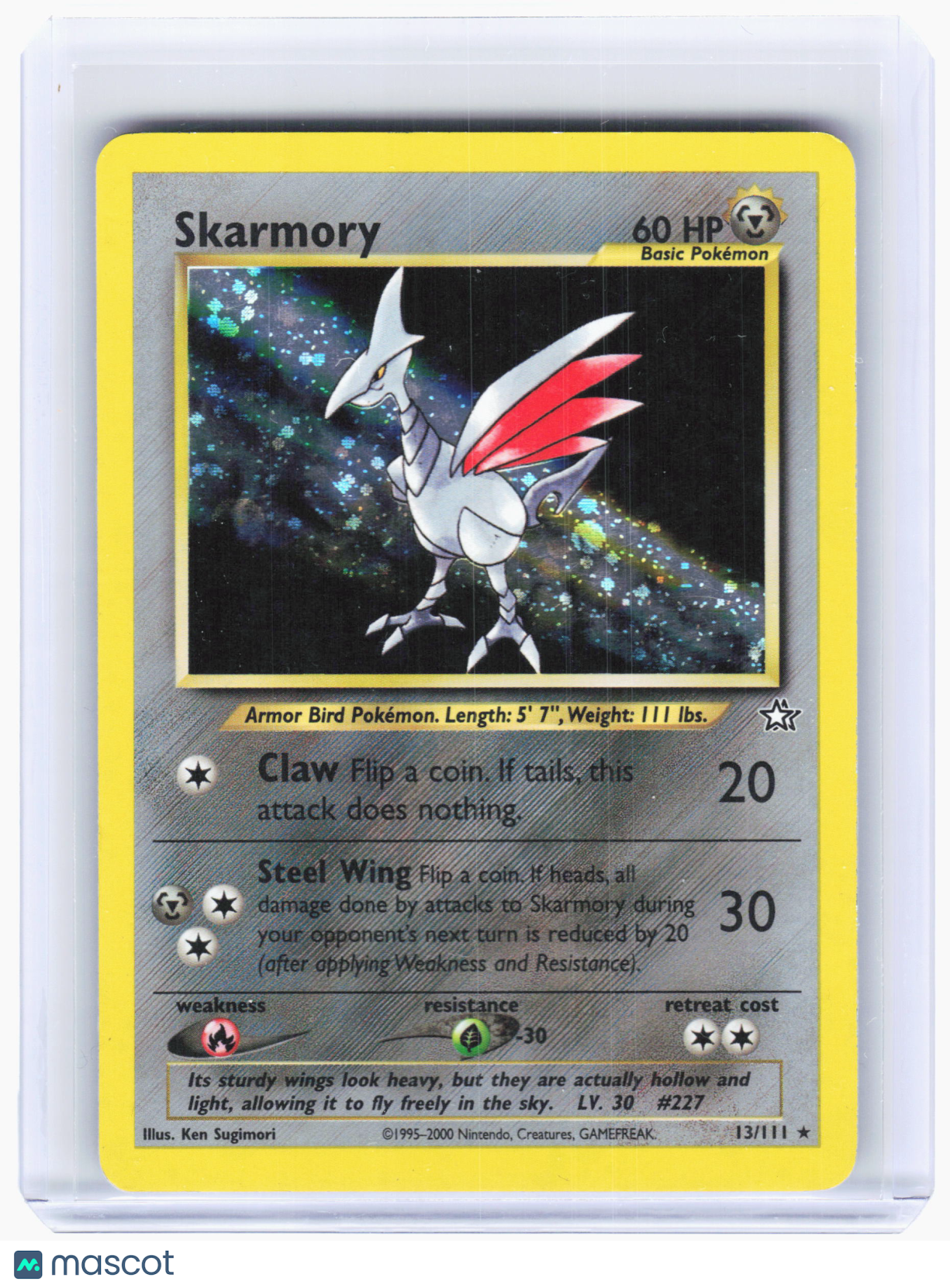 2000 Pokemon—Skarmory #13 Neo Genesis—Holo Rare Holo [Damaged]