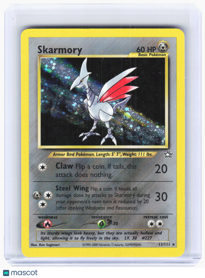 2000 Pokemon—Skarmory #13 Neo Genesis—Holo Rare Holo [Damaged]