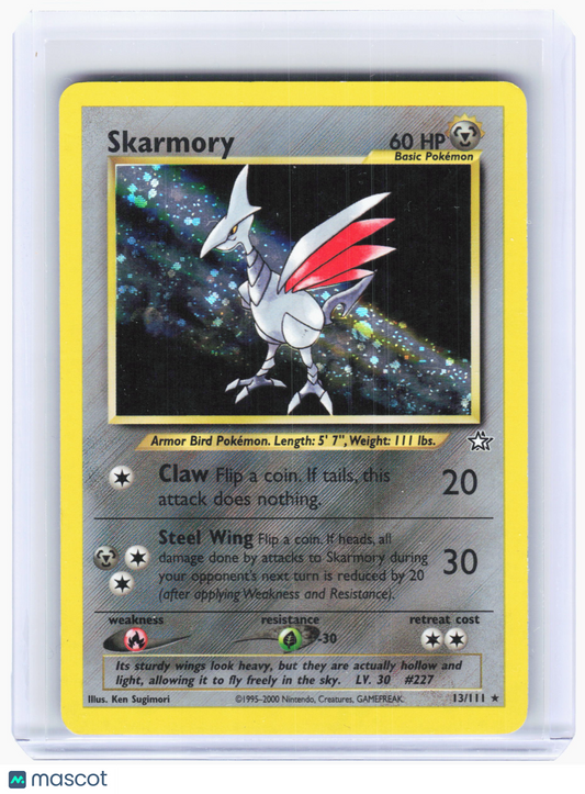 2000 Pokemon—Skarmory #13 Neo Genesis—Holo Rare Holo [Damaged]