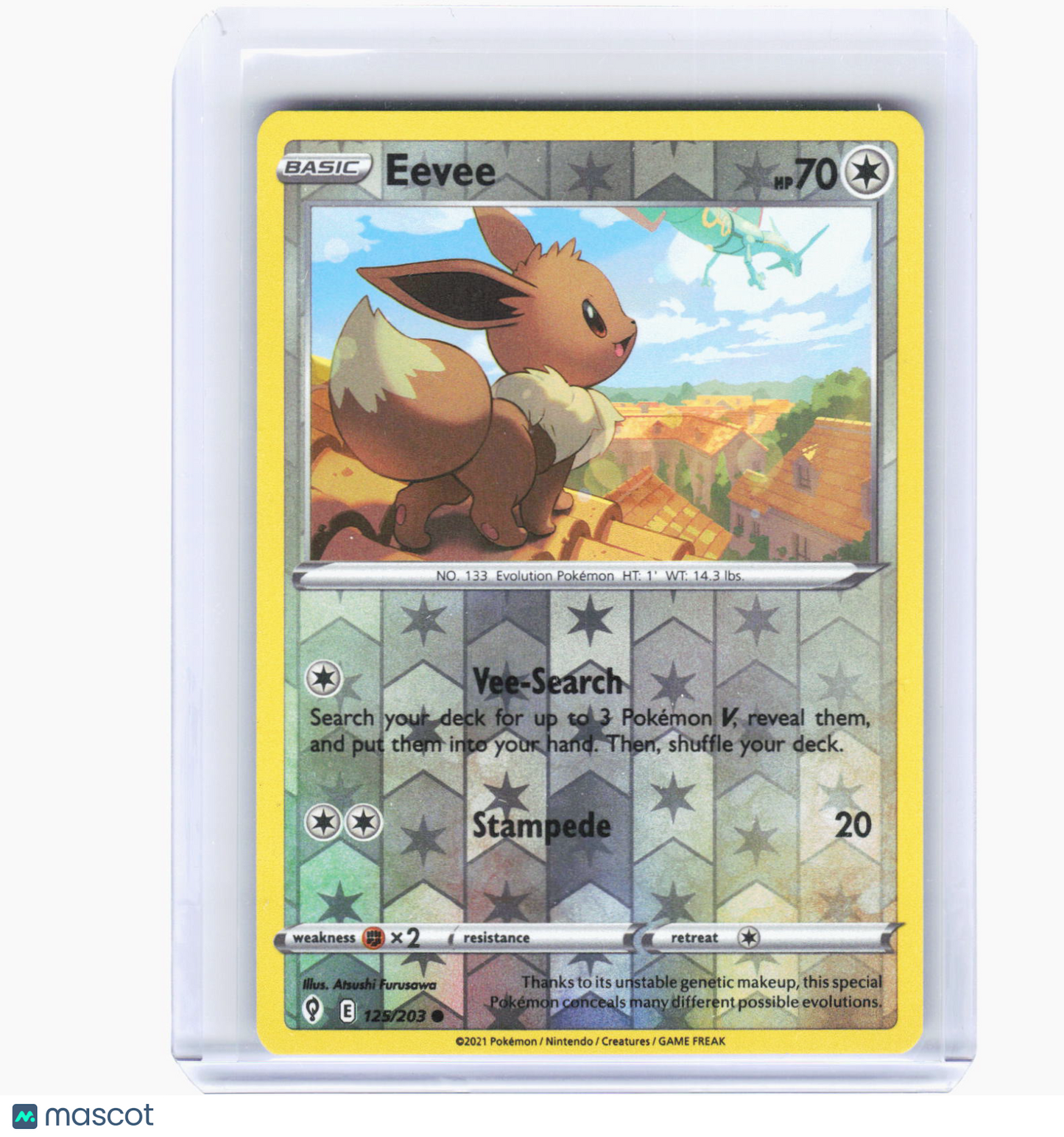 2021 Pokemon—Eevee #125/203 Evolving Skies—Common Reverse Holo