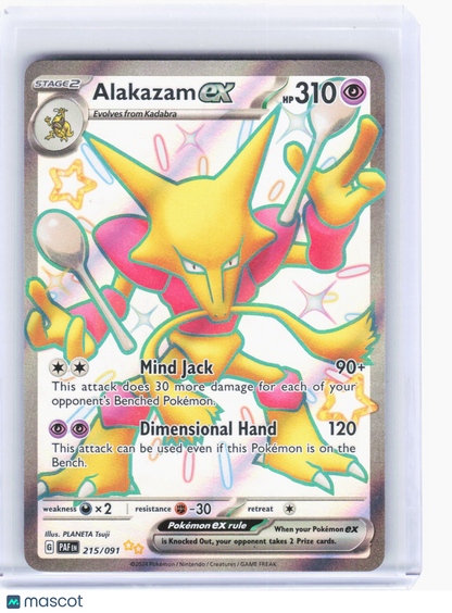 2024 Pokemon—Alakazam ex #215/91 Paldean Fates—Shiny Ultra Rare Foil