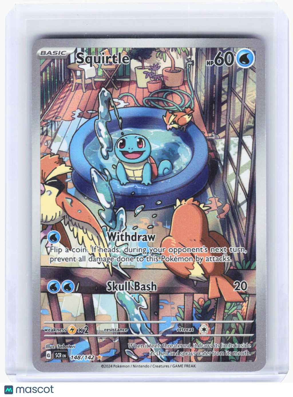 2024 Pokemon—Squirtle #148/142 Stellar Crown—Illustration Rare Foil