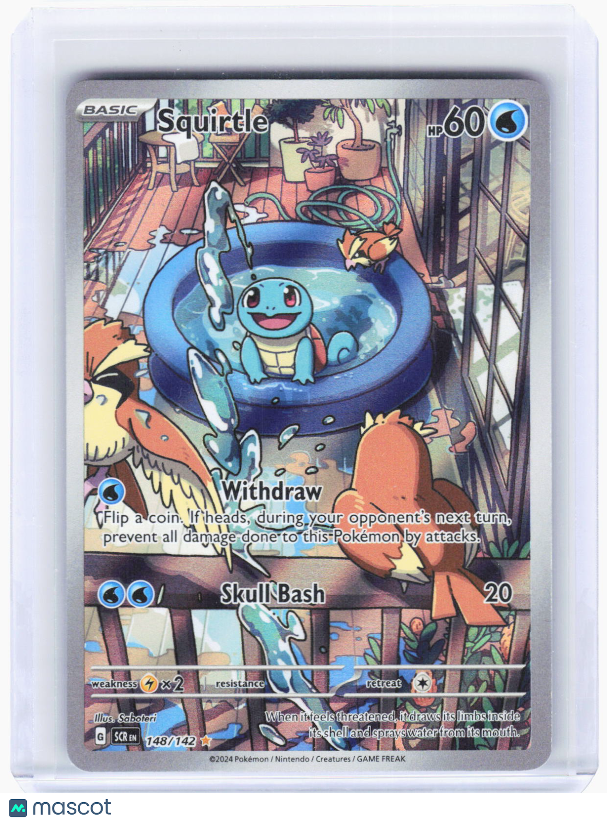 2024 Pokemon—Squirtle #148/142 Stellar Crown—Illustration Rare Foil