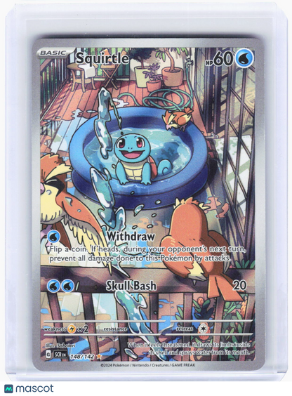 2024 Pokemon—Squirtle #148/142 Stellar Crown—Illustration Rare Foil