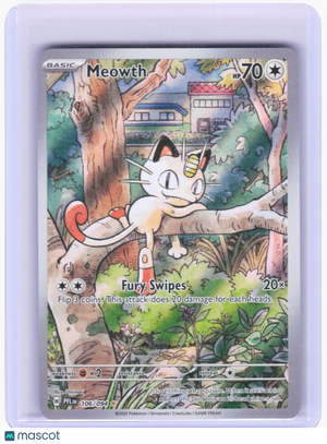 2025 Pokemon—Meowth #106/94 Phantasmal Flames—Illustration Rare Foil