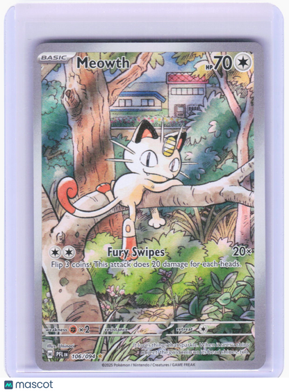 2025 Pokemon—Meowth #106/94 Phantasmal Flames—Illustration Rare Foil