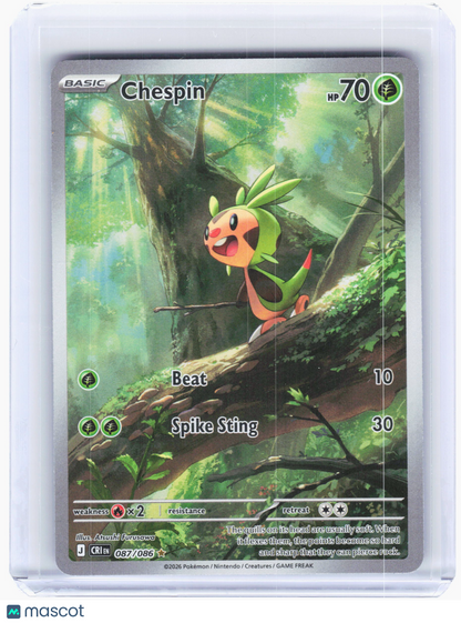2026 Pokemon—Chespin #87 Chaos Rising—Illustration Rare Holo