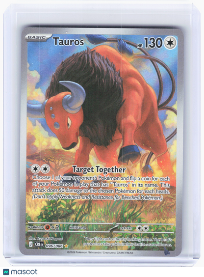 2026 Pokemon—Tauros #96 Chaos Rising—Illustration Rare Holo
