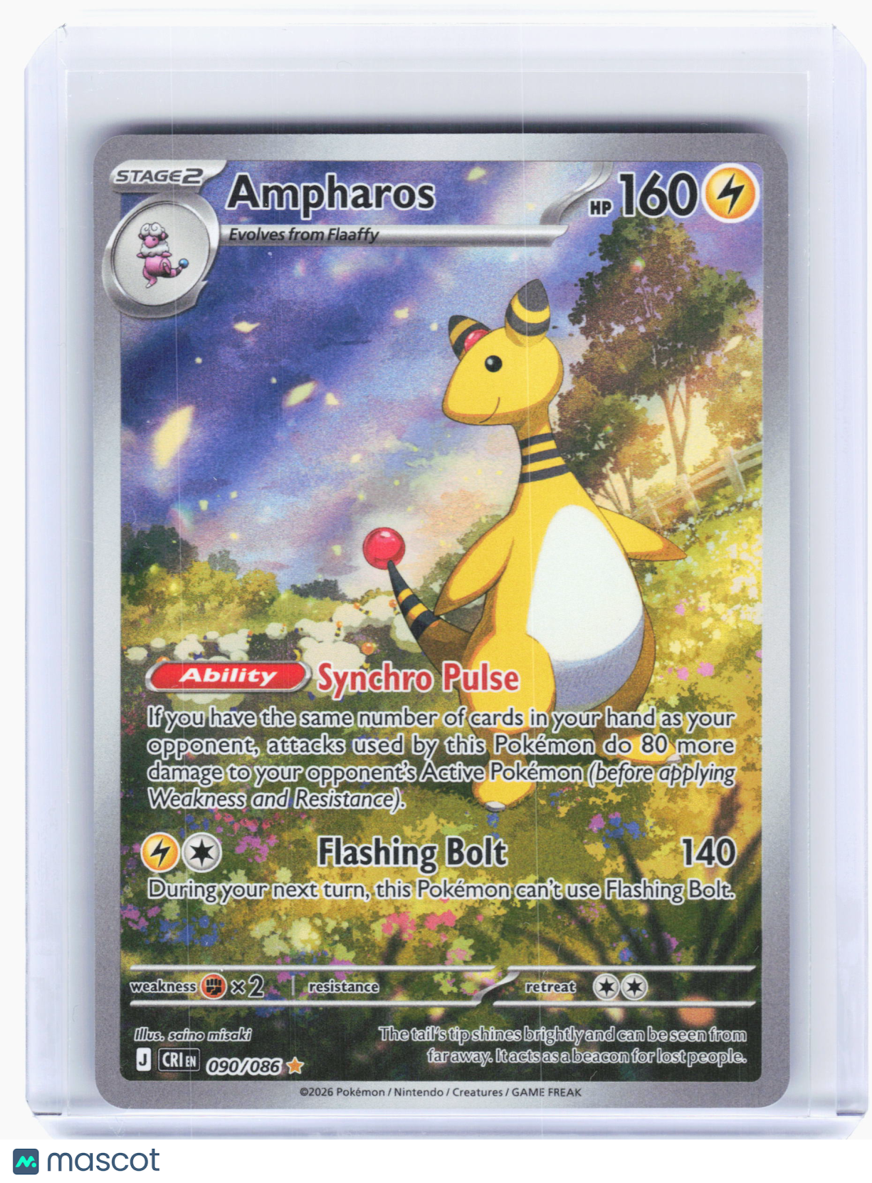 2026 Pokemon—Ampharos #90 Chaos Rising—Illustration Rare Holo