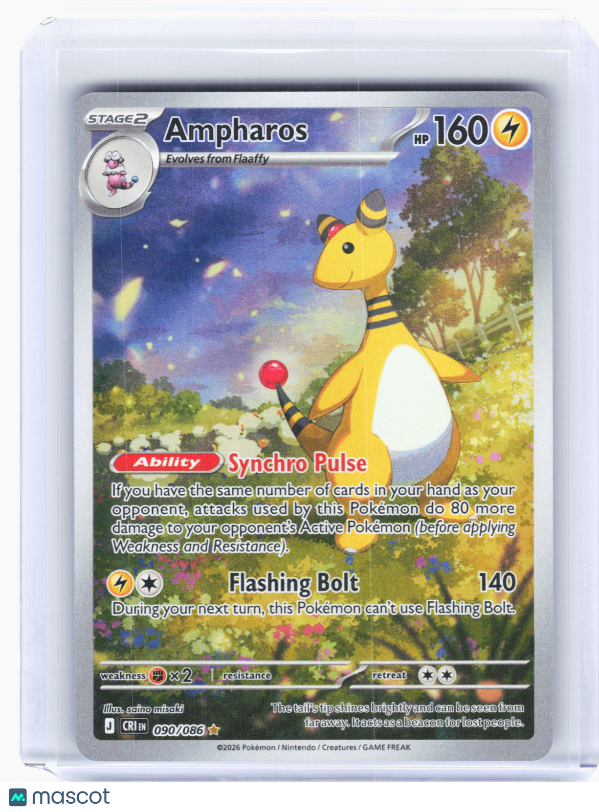 2026 Pokemon—Ampharos #90 Chaos Rising—Illustration Rare Holo
