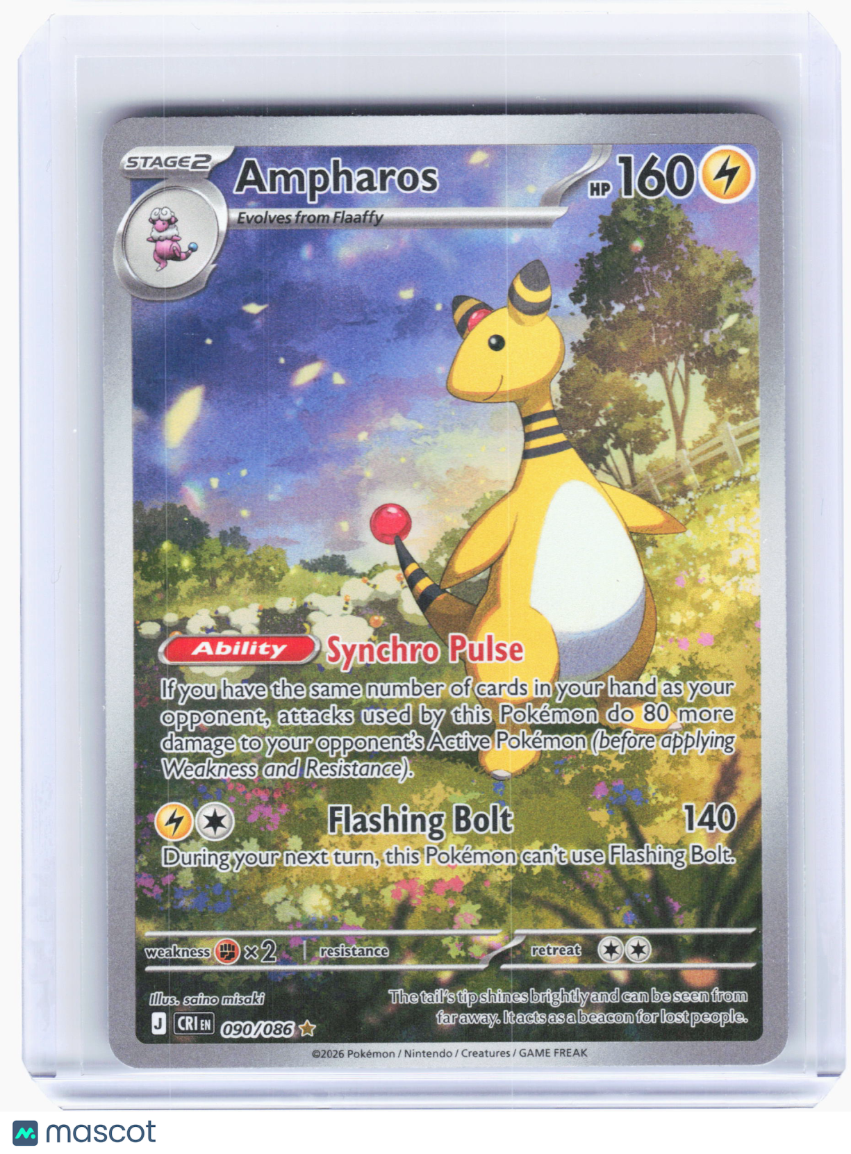 2026 Pokemon—Ampharos #90 Chaos Rising—Illustration Rare Holo