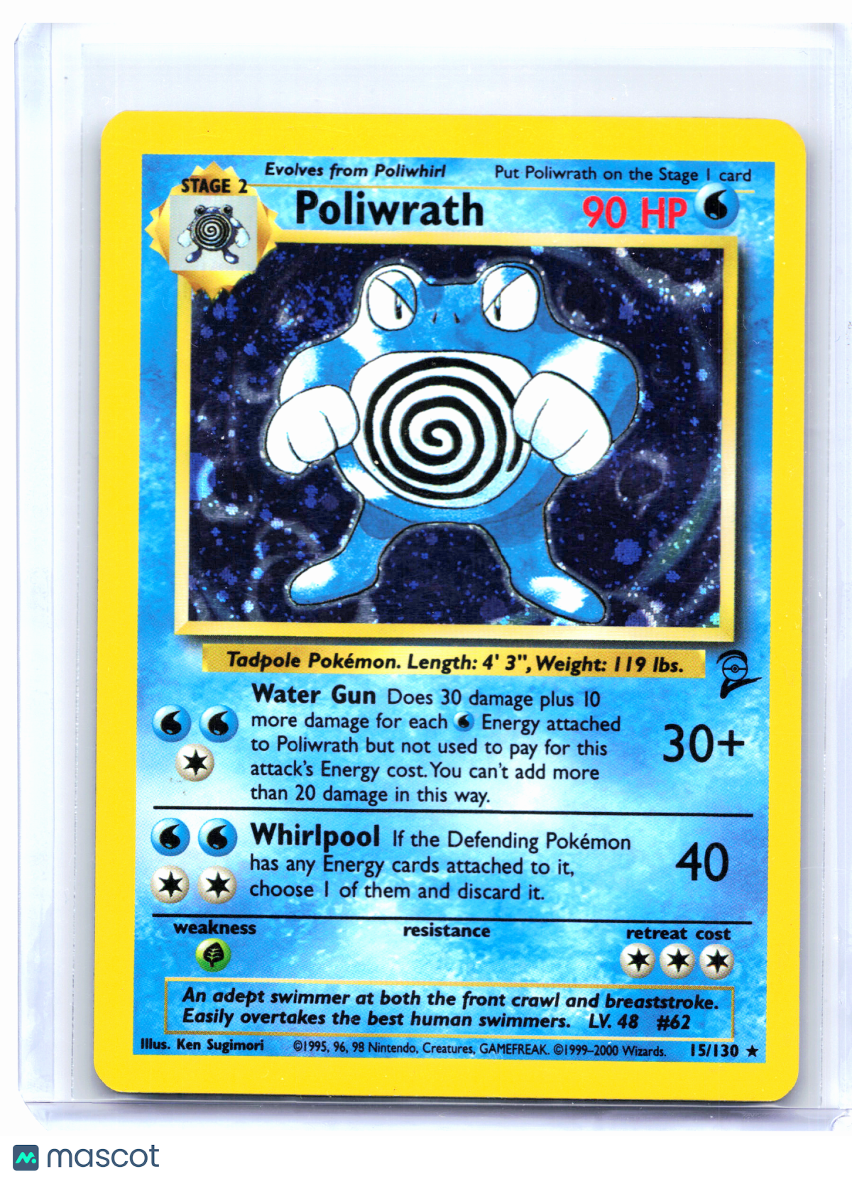 2000 Pokemon—Poliwrath #15/130 Base Set 2—Holo Rare [Heavily Played]