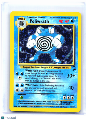 2000 Pokemon—Poliwrath #15/130 Base Set 2—Holo Rare [Heavily Played]