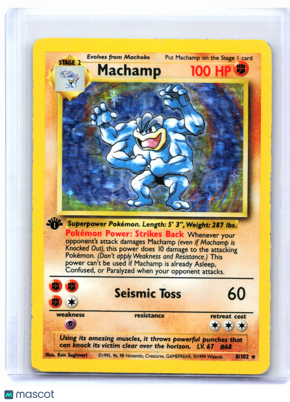 1999 Pokemon—Machamp #8/102 Deck Exclusives—Holo Rare (1st Edition) [HP]
