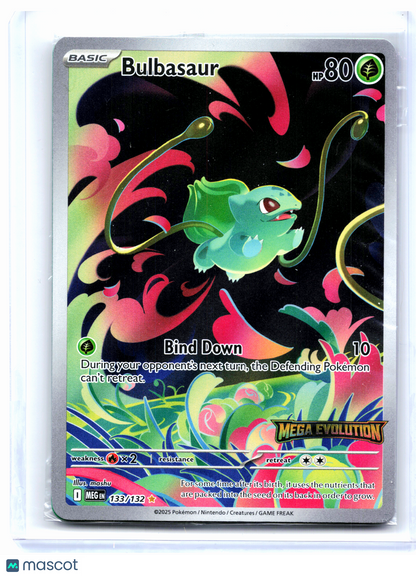 2025 Pokemon—Bulbasaur (Mega Evolution Stamped) #133/132 MCAP—IR Holo [Sealed]