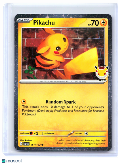 2024 Pokemon—Pikachu (Pokemon Day 2026) #051/162 MCAP—Common Holo