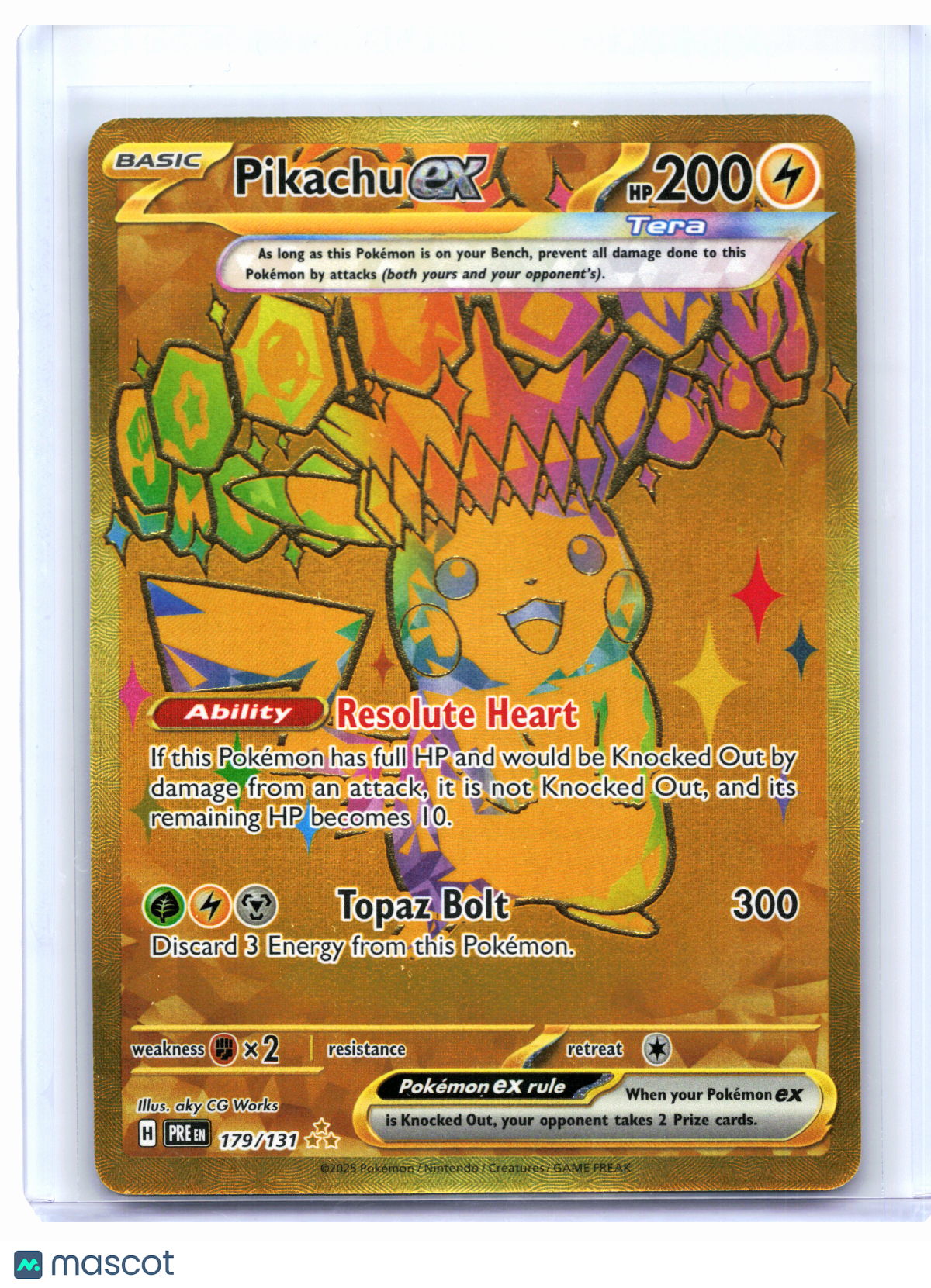 2025 Pokemon—Pikachu ex #179/131 Prismatic Evolutions—Hyper Rare Gold