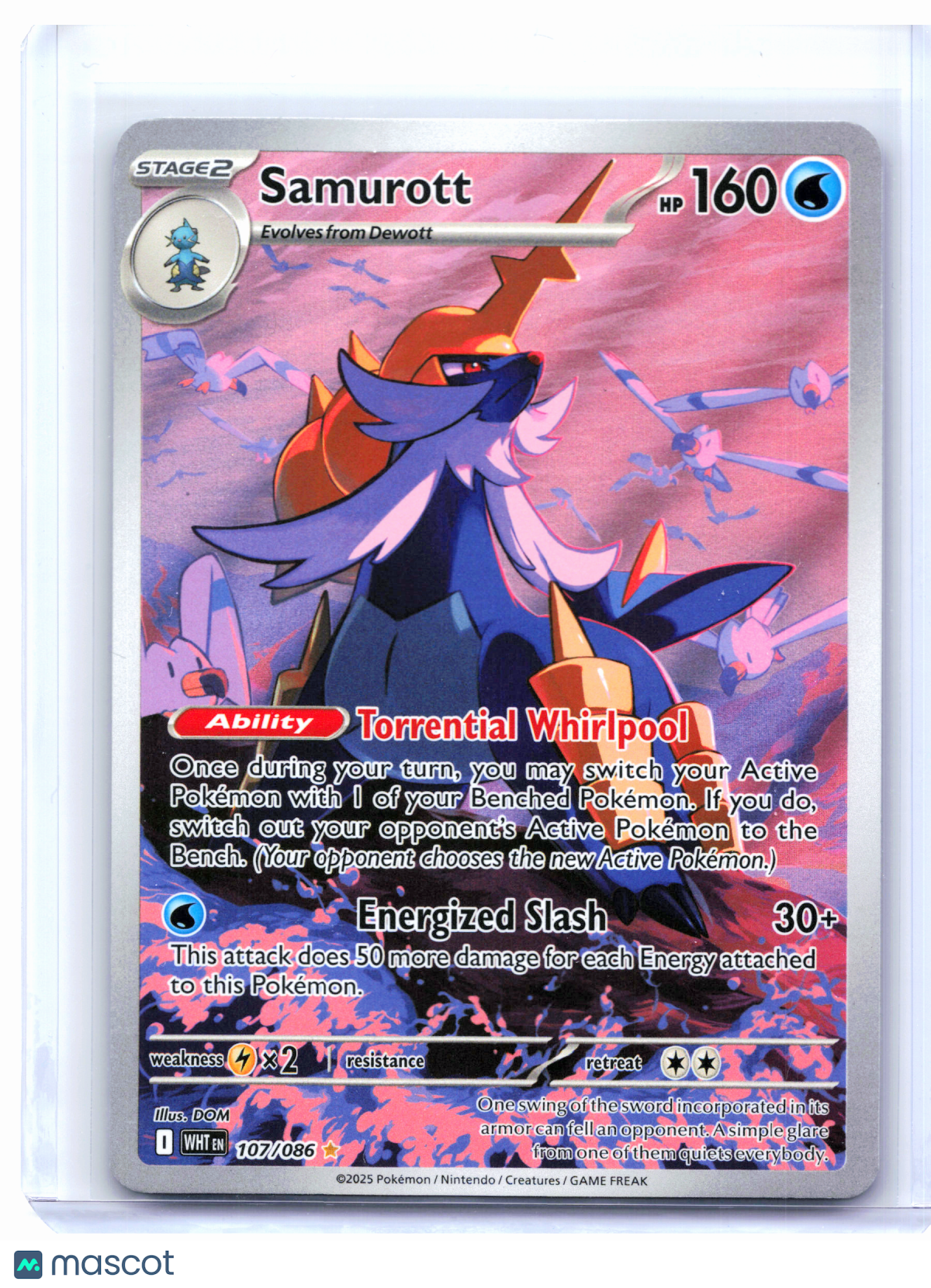 2025 Pokemon—Samurott #107/086 White Flare—Illustration Rare Holo