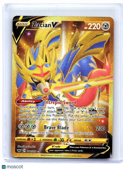 2020 Pokemon—Zacian V (Secret) #211/202 Sword & Shield Base Set—Secret Rare Holo