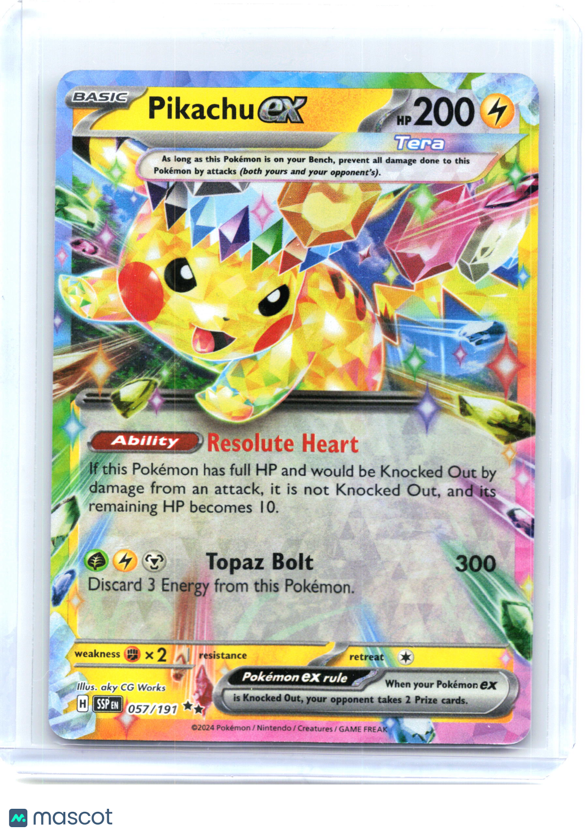 2024 Pokemon—Pikachu ex #57/191 Surging Sparks—Double Rare Holo [MP]