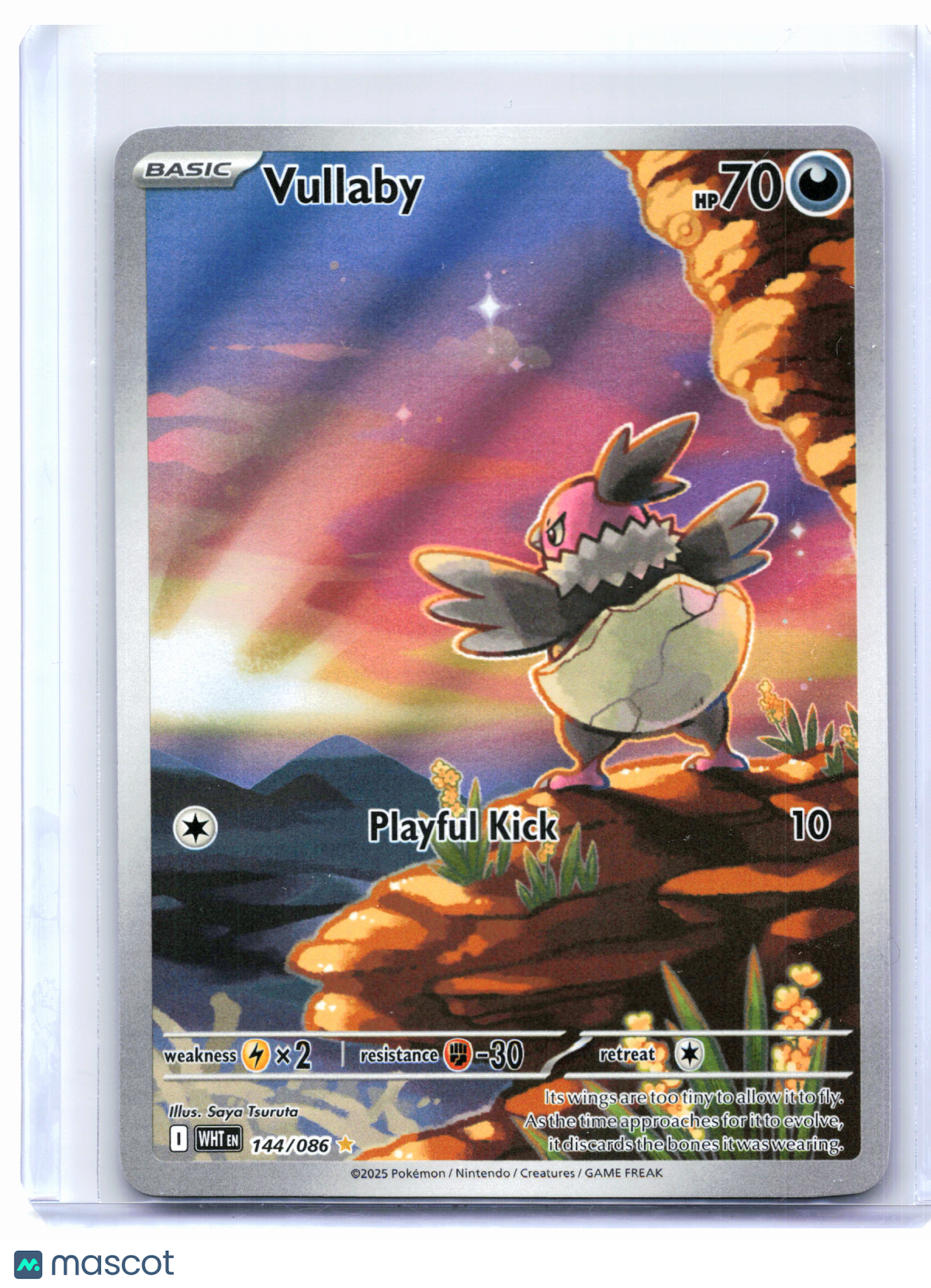 2025 Pokemon—Vullaby #144/086 White Flare—Illustration Rare Holo