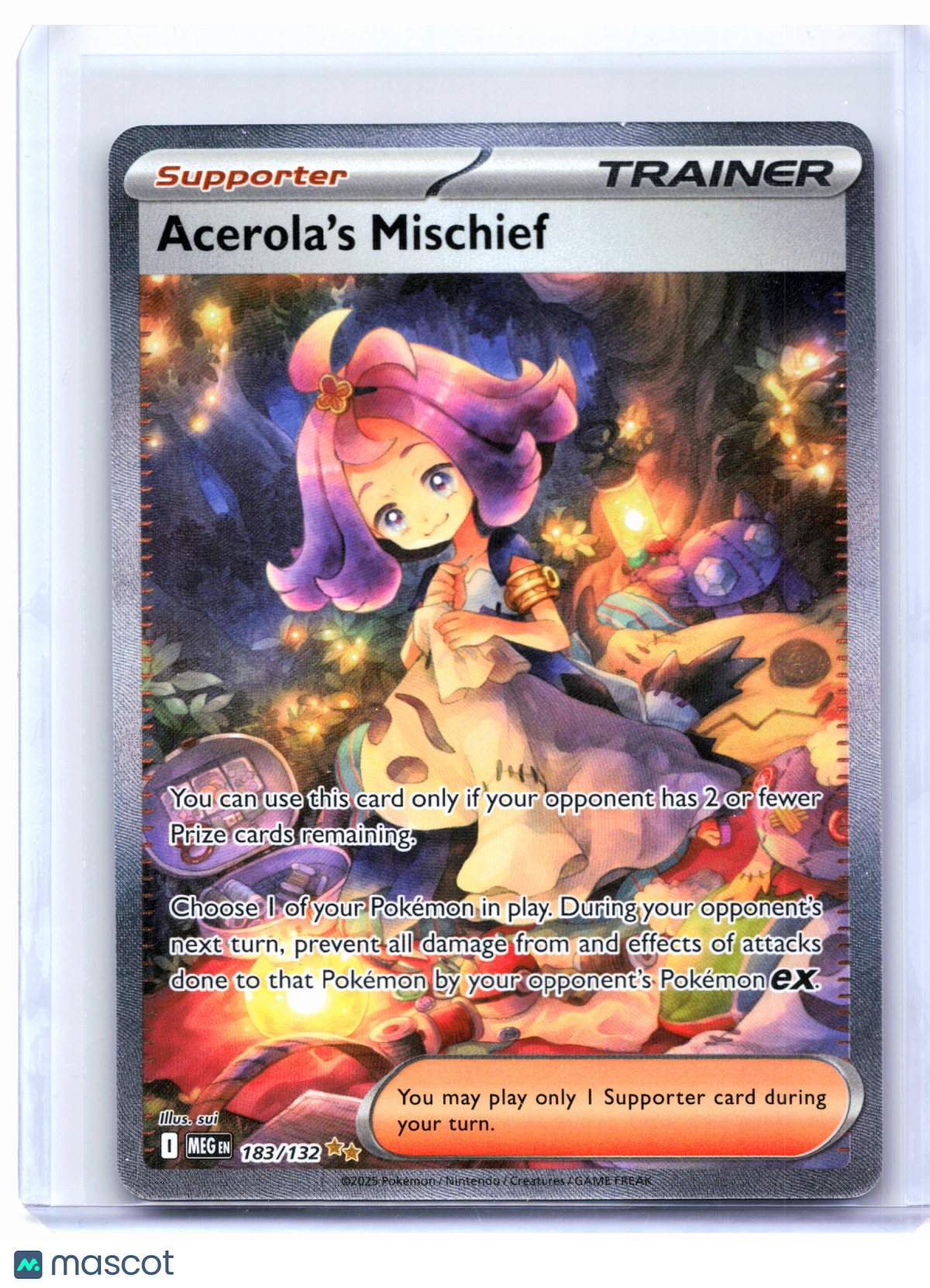 2025 Pokemon—Acerola's Mischief #183/132 Mega Evolution Base Set—SIR Holo