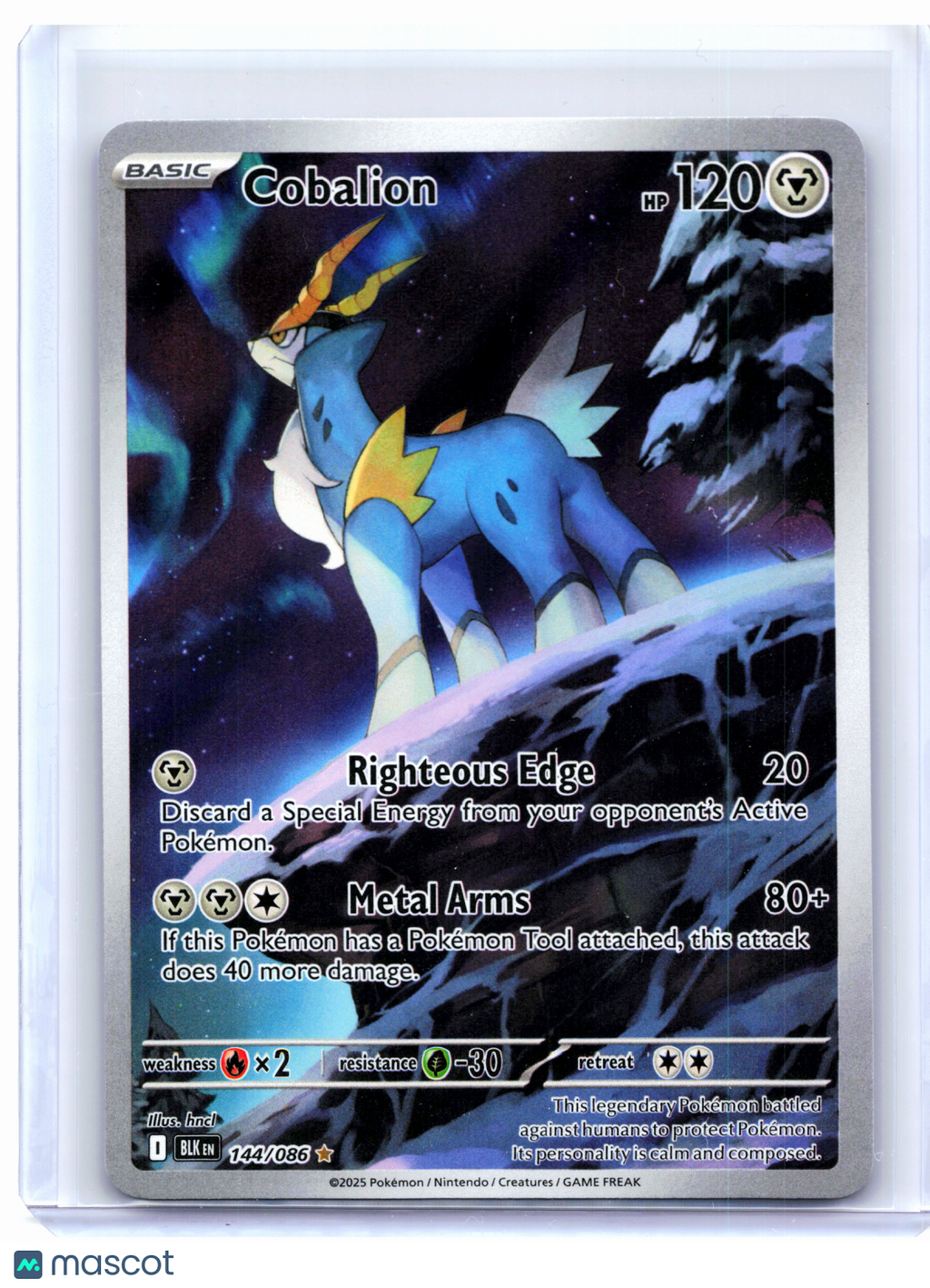 2025 Pokemon—Cobalion #144/086 Black Bolt—Illustration Rare Holo