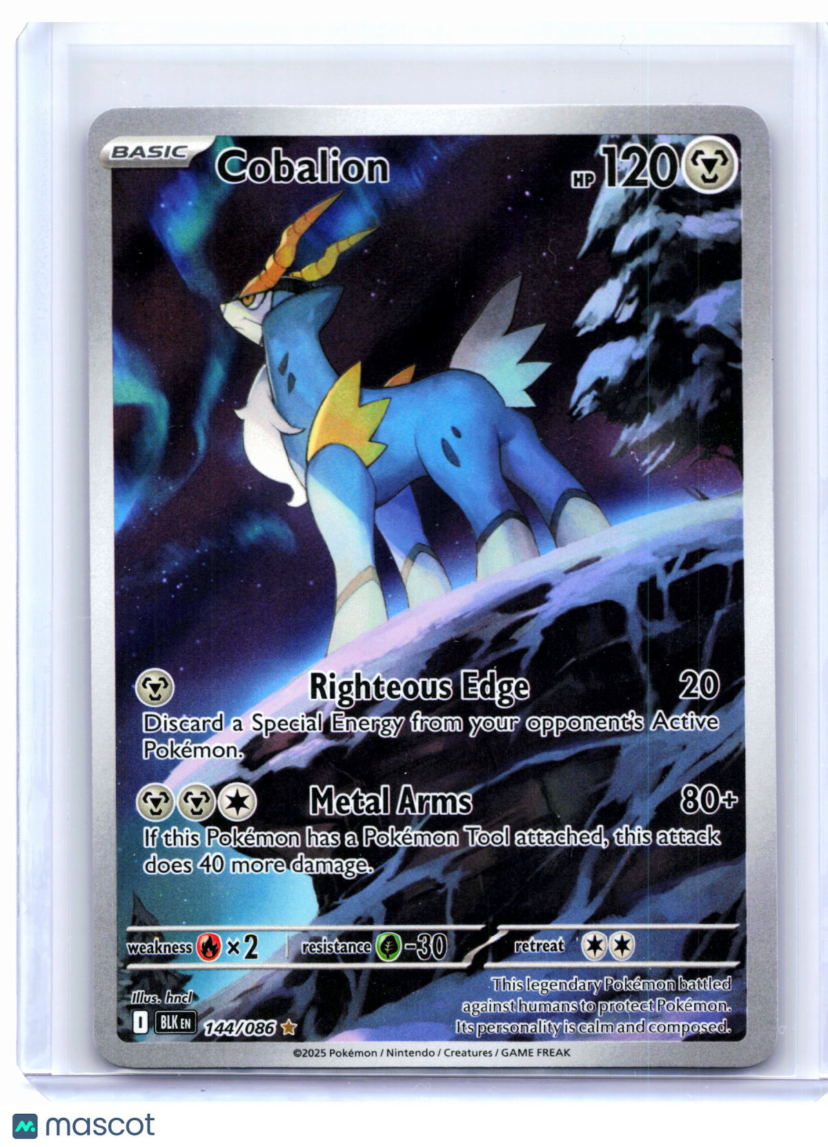 2025 Pokemon—Cobalion #144/086 Black Bolt—Illustration Rare Holo