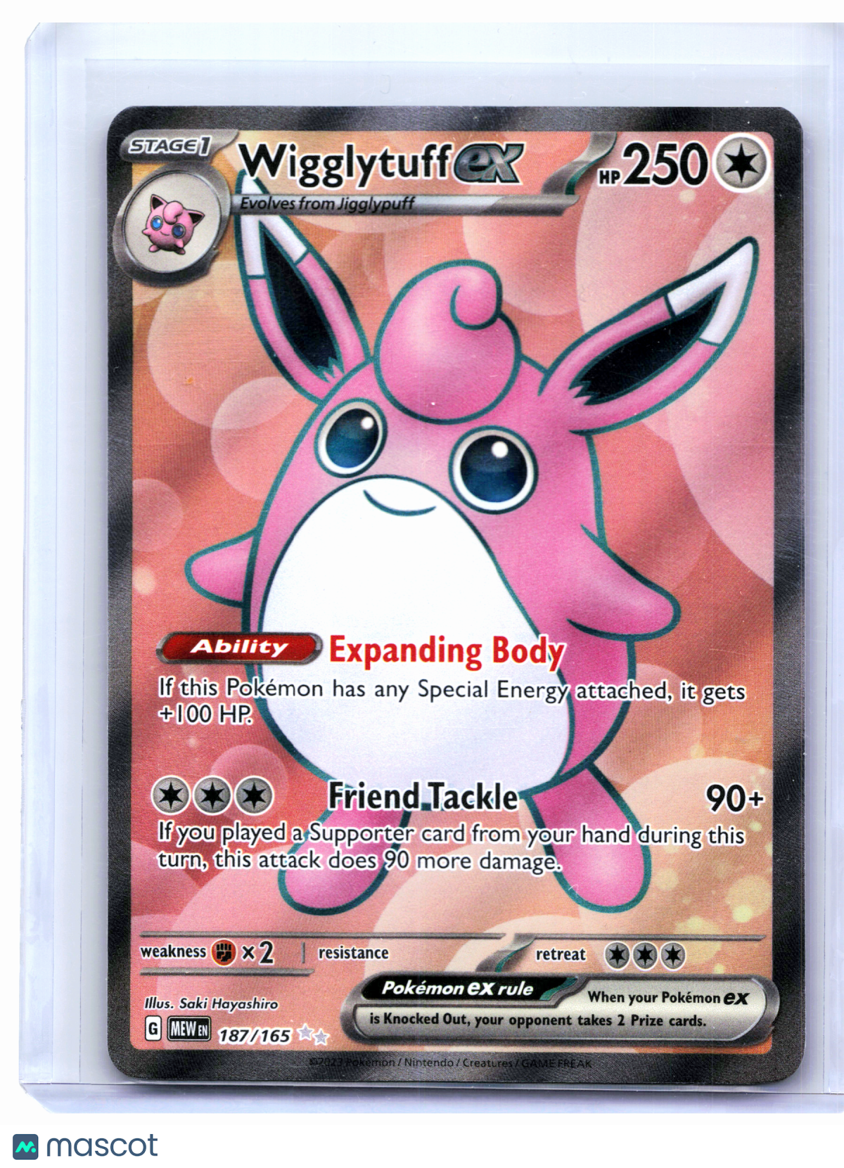 2023 Pokemon—Wigglytuff ex #187/165 Scarlet & Violet 151—Ultra Rare Holo