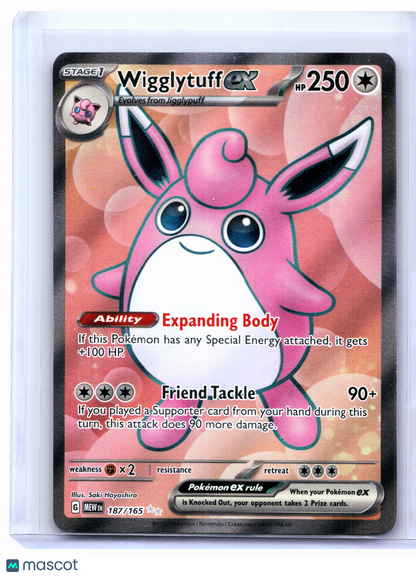 2023 Pokemon—Wigglytuff ex #187/165 Scarlet & Violet 151—Ultra Rare Holo