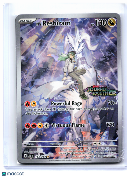 2025 Pokemon—N's Reshiram (Journey Together Stamped) #167/159 MCAP—IR [Sealed]