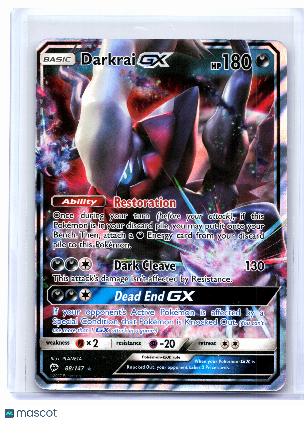 2017 Pokemon—Darkrai GX #88/147 Burning Shadows—Ultra Rare Holo