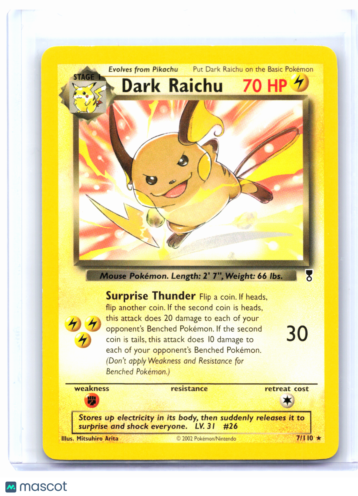 2002 Pokemon—Dark Raichu #7/110 Deck Exclusives—Rare Holo [Lightly Played]