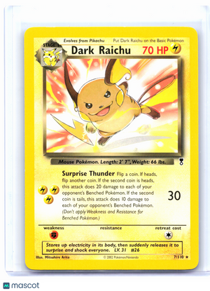 2002 Pokemon—Dark Raichu #7/110 Deck Exclusives—Rare Holo [Lightly Played]