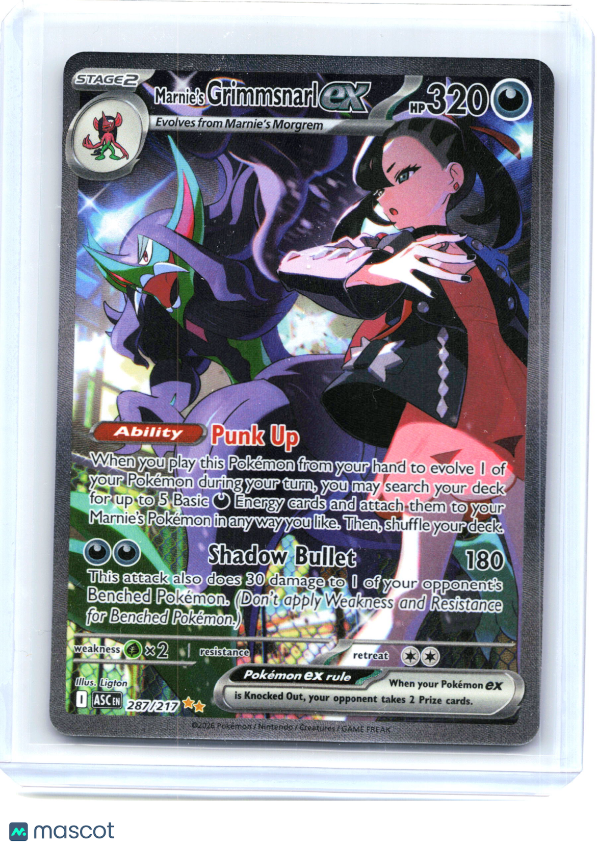 2026 Marnie's Grimmsnarl ex #287/217 Ascended Heroes—Special Illustration Rare