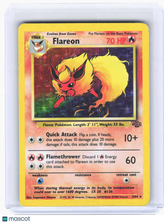 1999 Pokemon—Flareon #3 Jungle—Holo Rare Holo [Damaged]