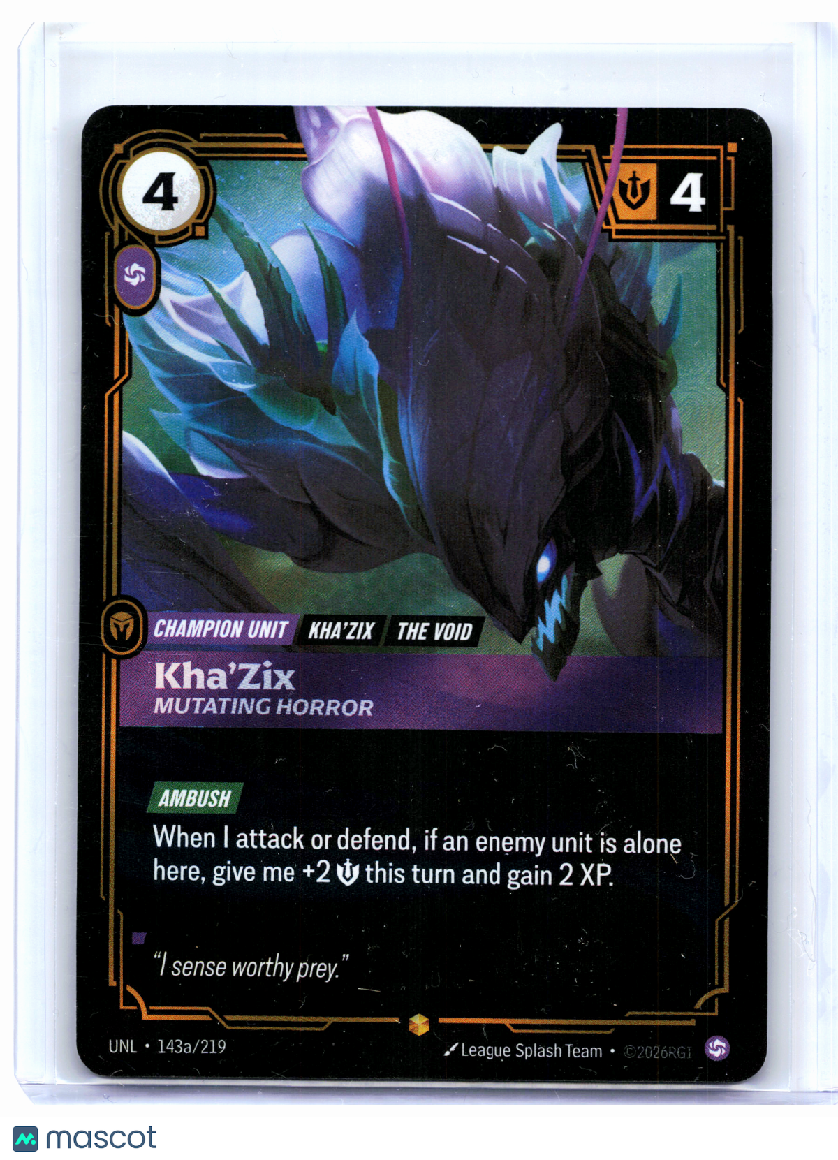 2026 Riftbound—Kha'Zix - Mutating Horror #143a/219 Unleashed—Showcase Foil