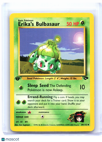 2000 Pokemon—Erika's Bulbasaur #39 Gym Challenge—Uncommon Nonholo (1st Ed) [LP]