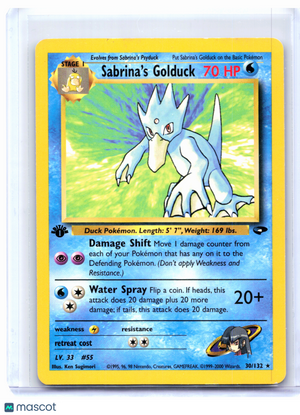 2000 Pokemon—Sabrina's Golduck #30/132 Gym Challenge—Rare Nonholo (1st Ed) [MP]