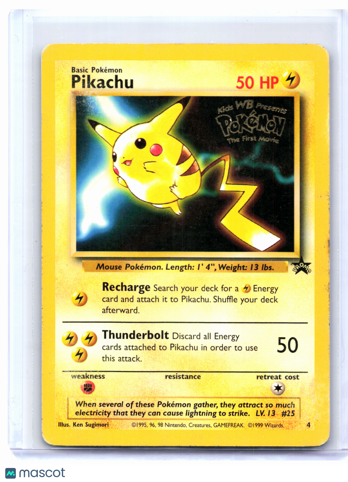1999 Pokemon—Pikachu (Movie Promo) #4 WoTC Promo—Black Star Promo Nonholo [DMG]