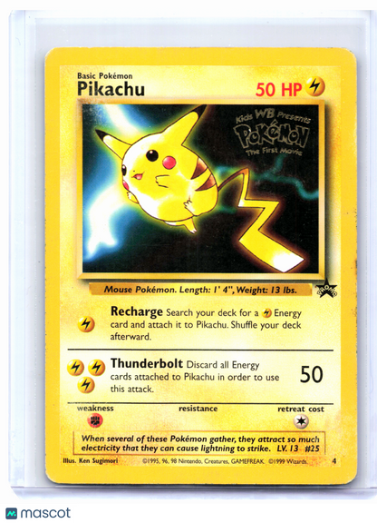 1999 Pokemon—Pikachu (Movie Promo) #4 WoTC Promo—Black Star Promo Nonholo [DMG]