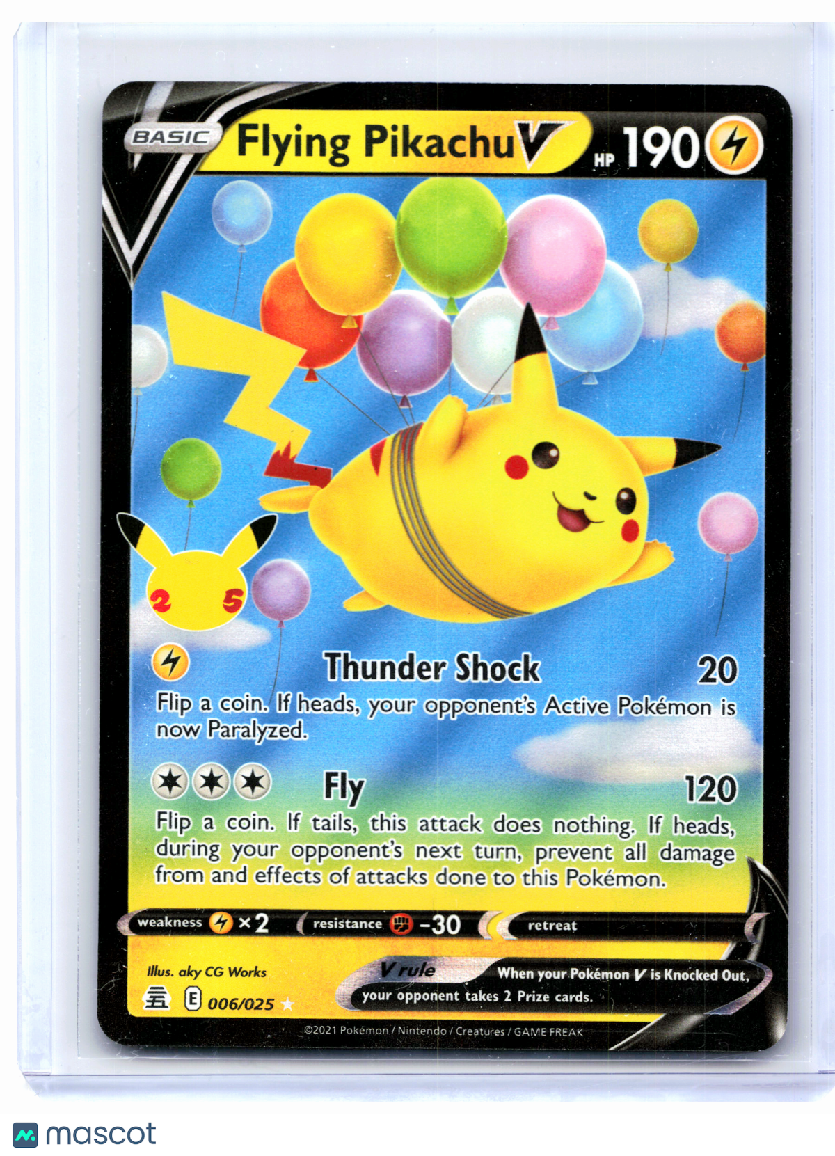 2021 Pokemon—Flying Pikachu V #006/025 Celebrations—Ultra Rare Holo