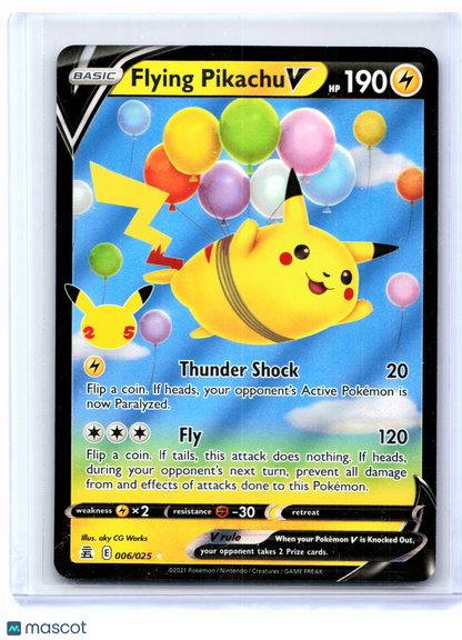 2021 Pokemon—Flying Pikachu V #006/025 Celebrations—Ultra Rare Holo