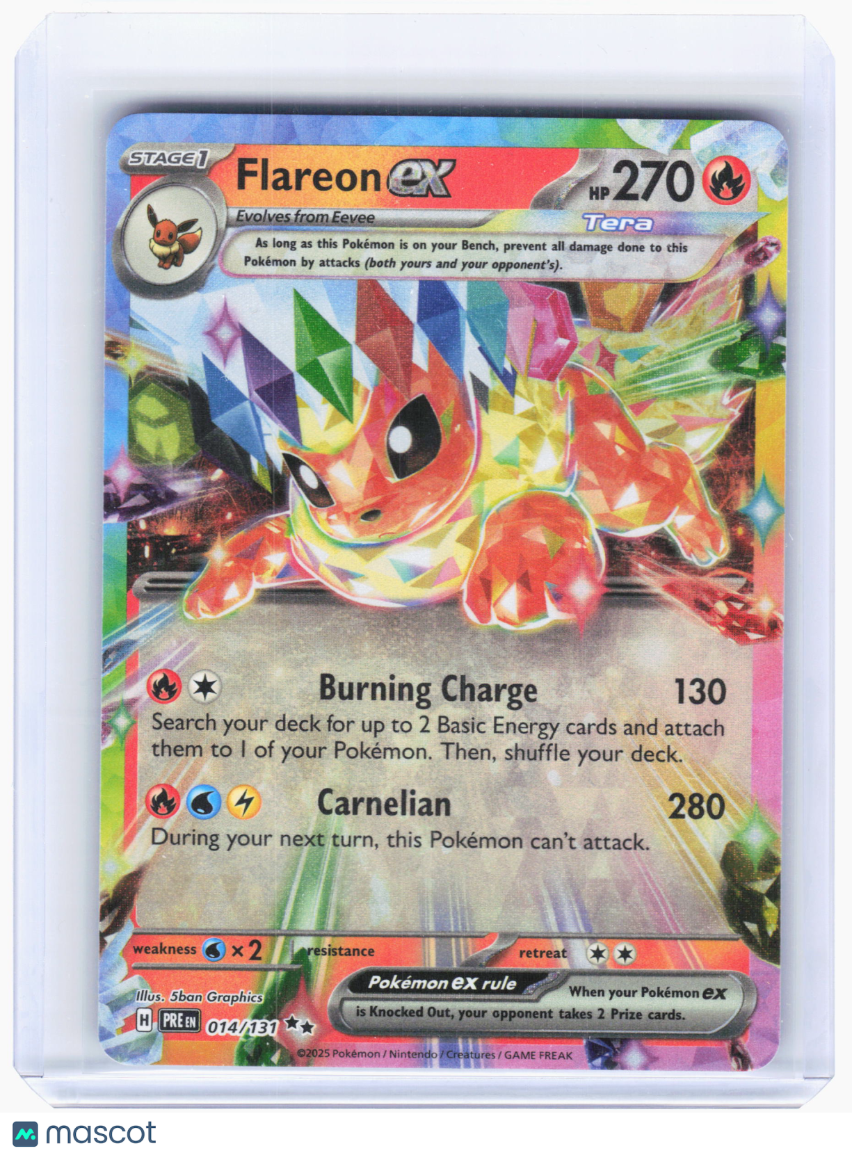 2025 Pokemon—Flareon ex #14 Prismatic Evolutions—Double Rare Holo