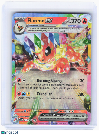 2025 Pokemon—Flareon ex #14 Prismatic Evolutions—Double Rare Holo