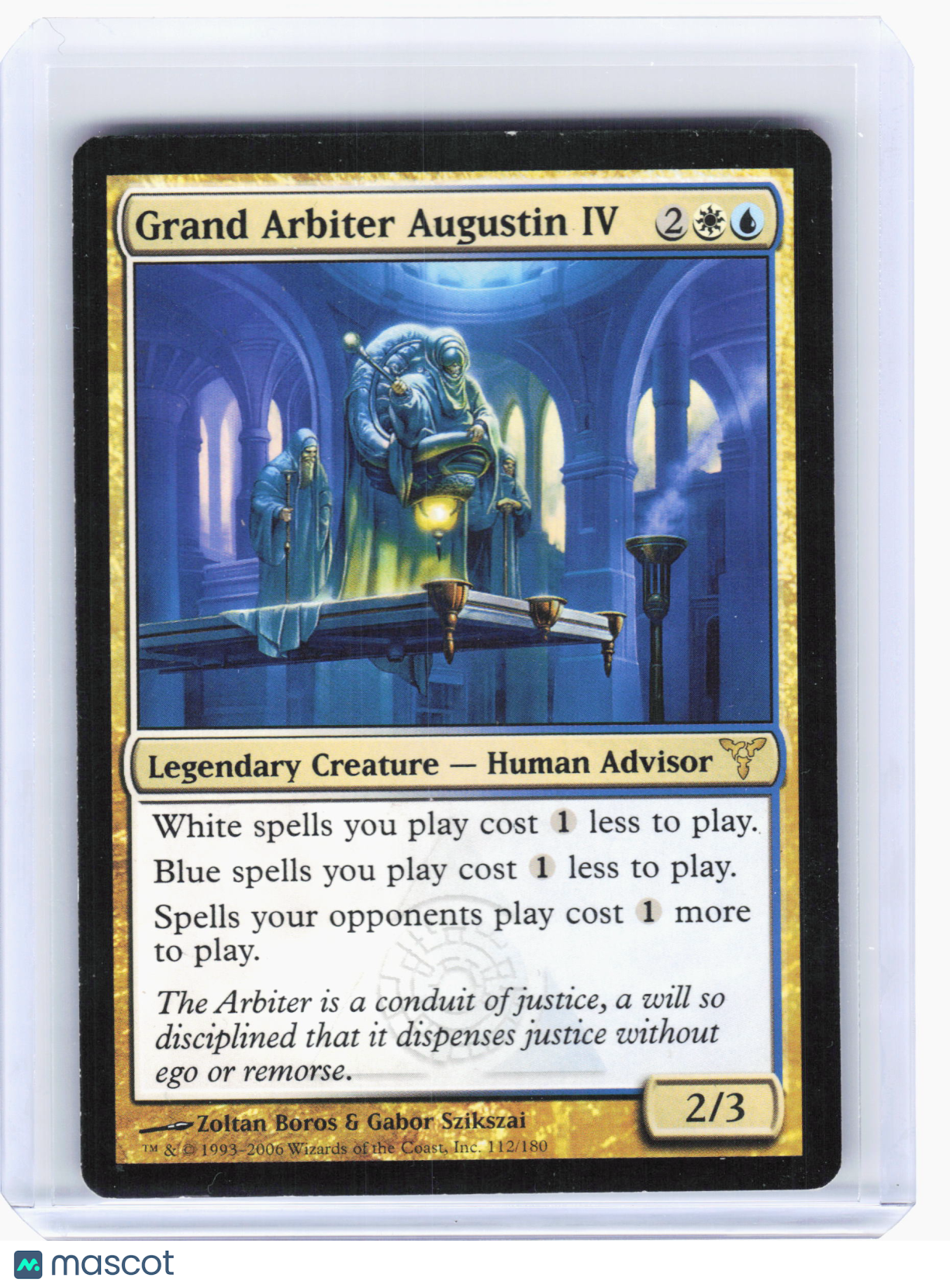 2006 Magic: TG—Grand Arbiter Augustin IV #112 Dissension—Rare Nonfoil [Damaged]