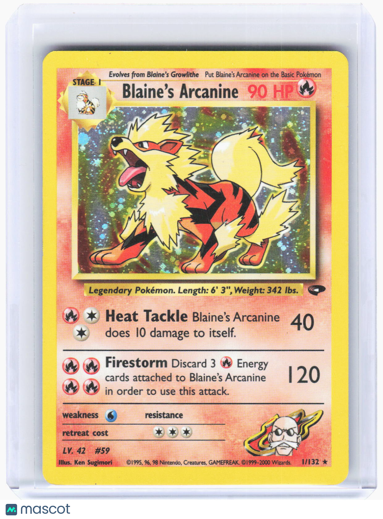 2000 Pokemon—Blaine's Arcanine #1 Gym Challenge—Rare Holo [Heavily Played]