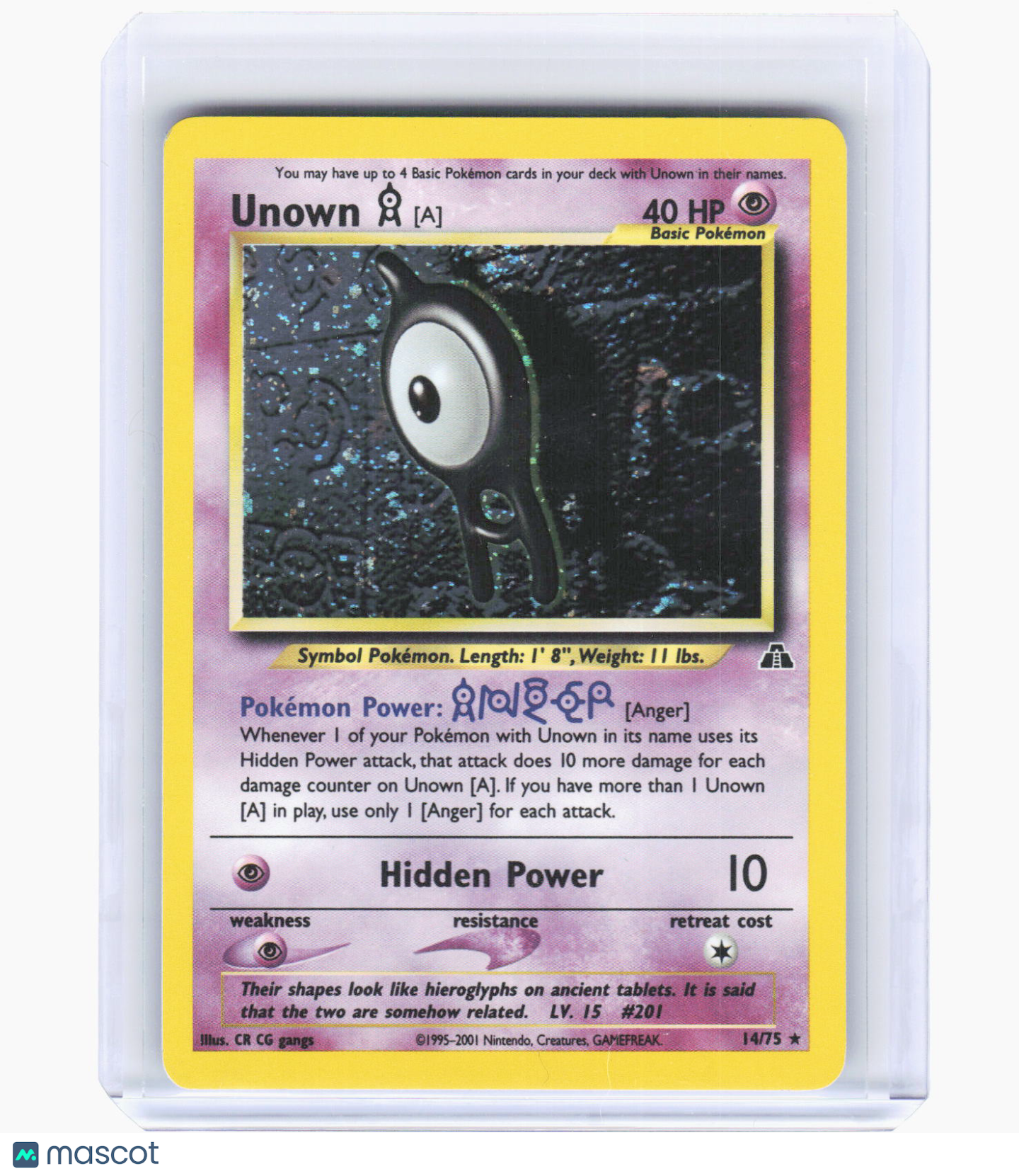 2001 Pokemon—Unown [A] #14 Neo Discovery—Rare Holo [Lightly Played]