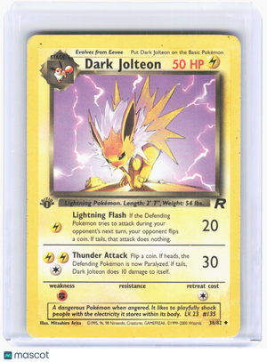 2000 Pokemon—Dark Jolteon #38 Team Rocket—Uncommon Non Holo [DMG] (1st Edition)